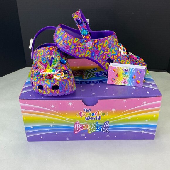 CROCS Shoes - CROCS Lisa Frank Classic Clog Unisex US M7 / W9 Neon Purple Multicolor